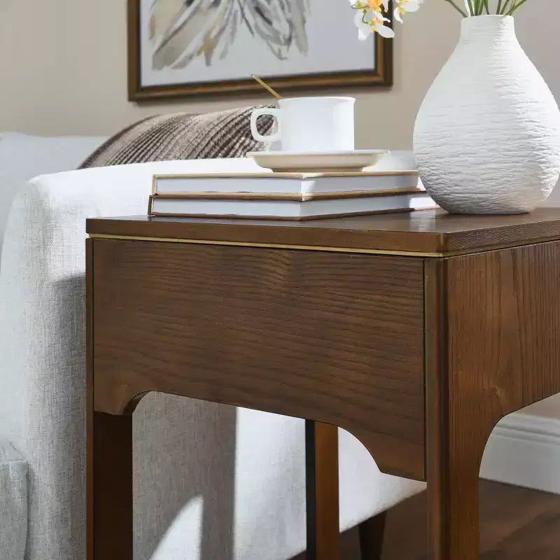 GDFStudio Gorrath Tavolino Laterale in Legno Moderno di Metà Secolo con Piano Sollevabile e Ripiano Contenitore
