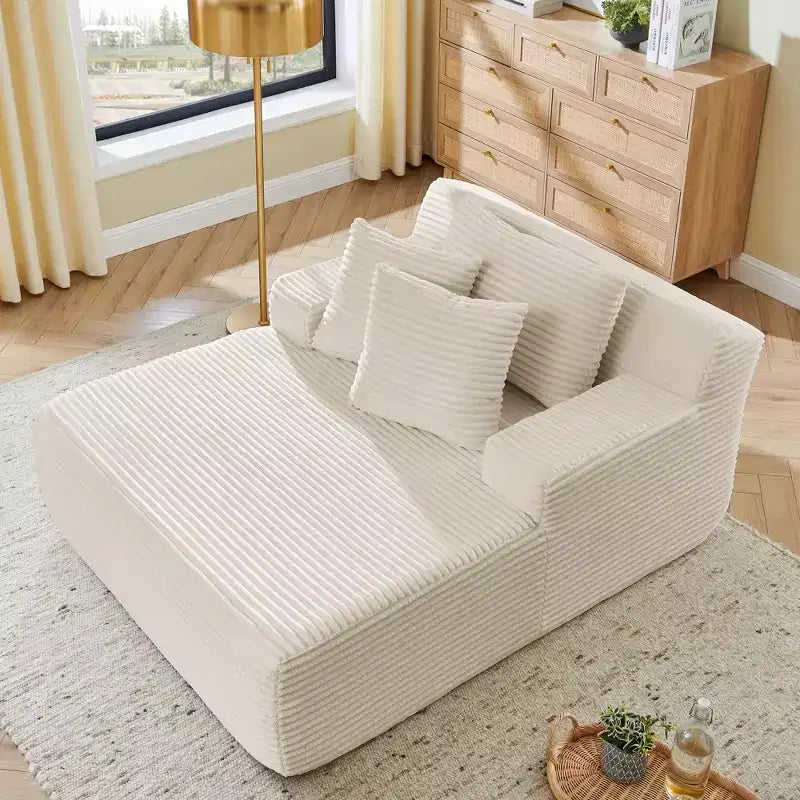 Divano singolo pigro Divano chaise longue imbottito Divano letto Chaise longue per il tempo libero, nessun assemblaggio richiesto - ModernLuxe