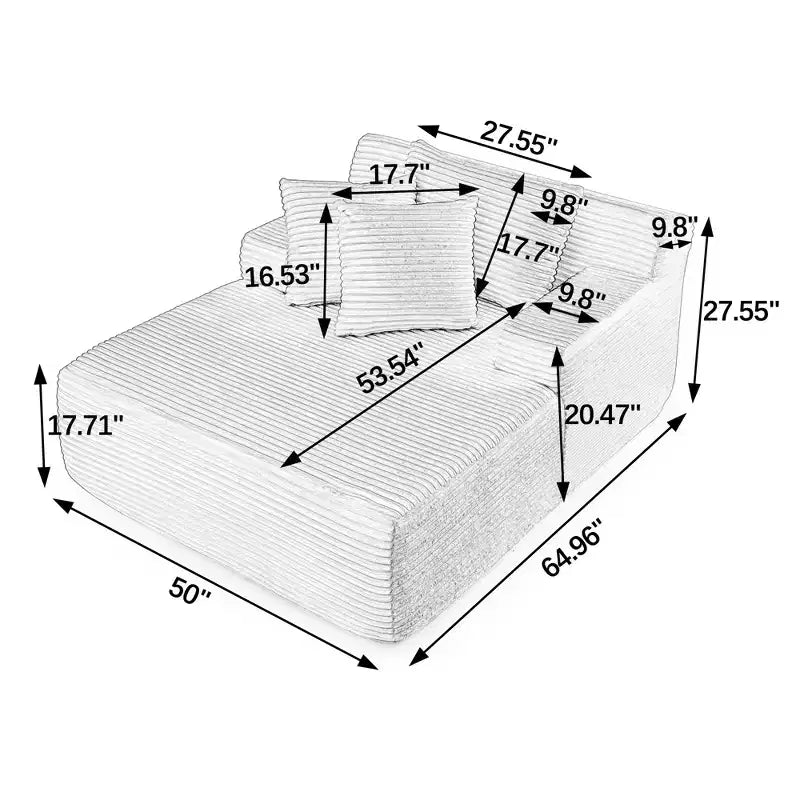 Divano singolo pigro Divano chaise longue imbottito Divano letto Chaise longue per il tempo libero, nessun assemblaggio richiesto - ModernLuxe