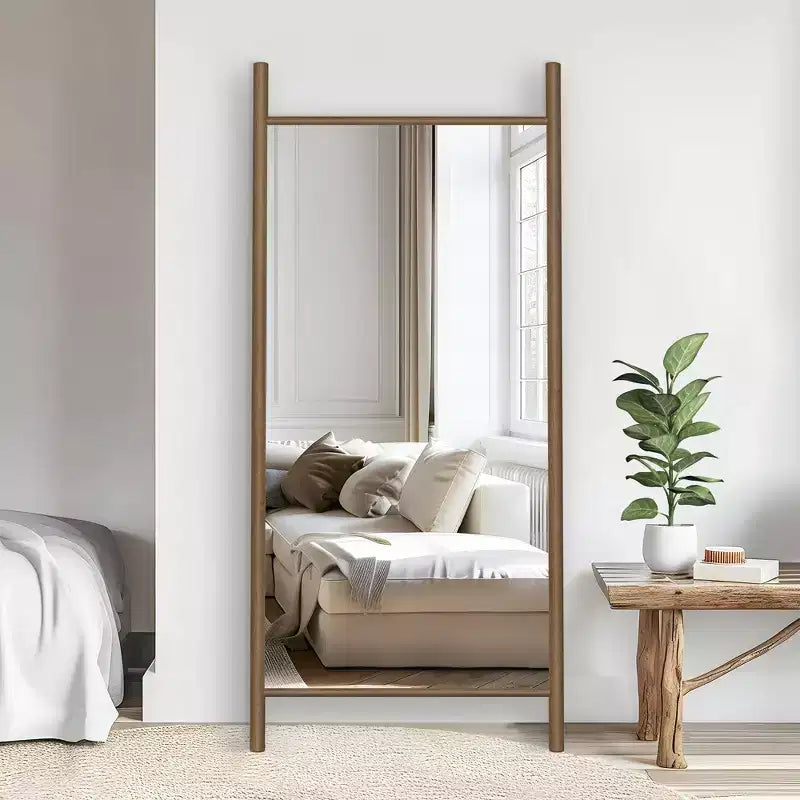 71x31 inch Solid Wood Ladder Rectangular Brown Full-length Mirror (without Bracket)