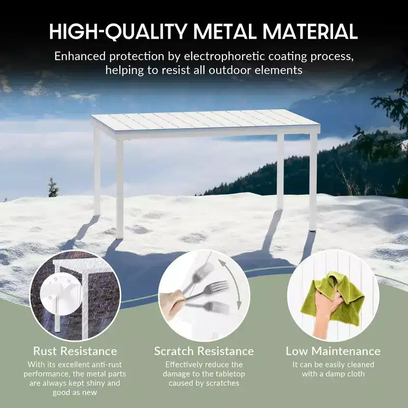 WestinTrends Playa Set da Pranzo per Esterni Rettangolare in Metallo da 7 Pezzi con Sedie Impilabili in Plastica per 6 Persone
