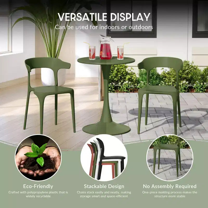 WestinTrends Playa 7-Piece Outdoor Metal Rectangle Patio Dining Table Set With Stackable Plastic Dining Chairs For 6