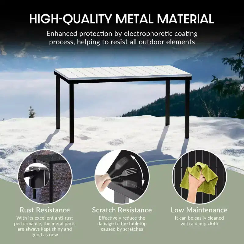 WestinTrends Playa 7-Piece Outdoor Metal Rectangle Patio Dining Table Set With Stackable Plastic Dining Chairs For 6