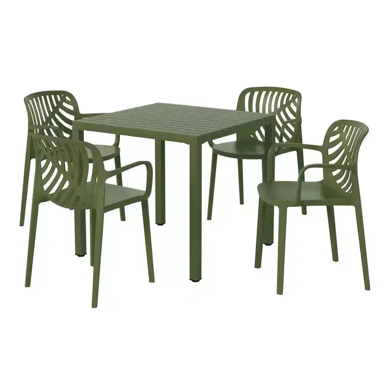 WestinTrends Playa Set da Pranzo Quadrato per Esterni da 5 Pezzi con Sedie Impilabili