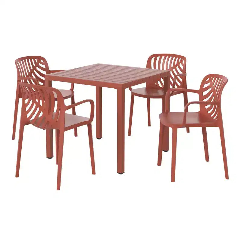 WestinTrends Playa Set da Pranzo Quadrato per Esterni da 5 Pezzi con Sedie Impilabili