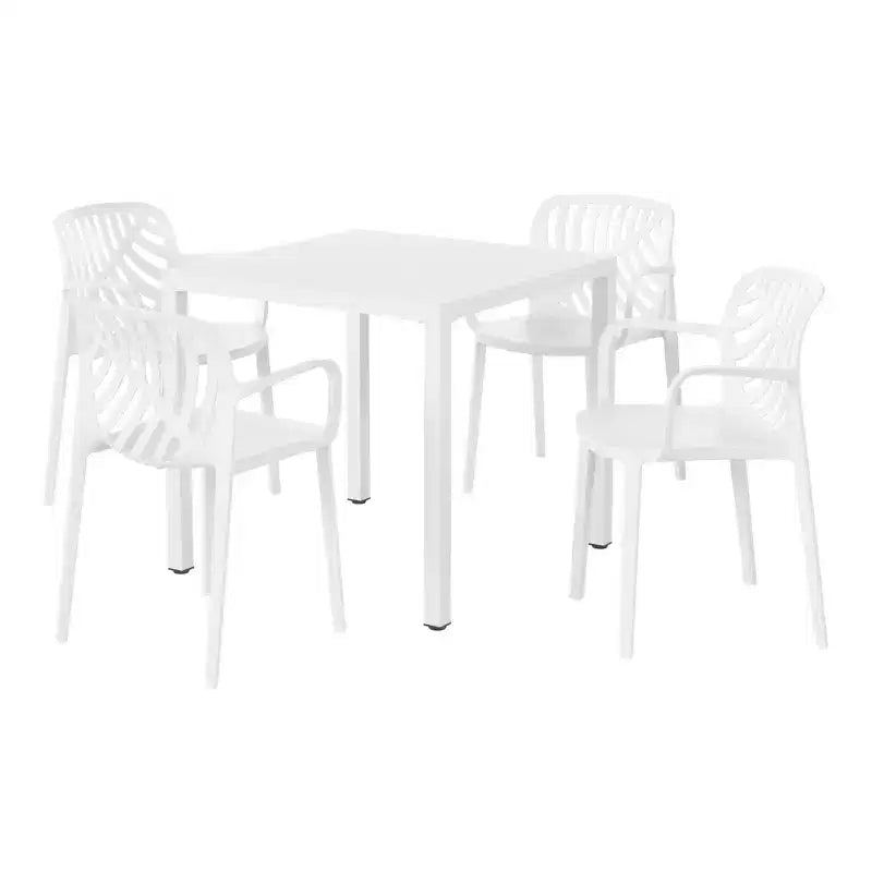 WestinTrends Playa Set da Pranzo Quadrato per Esterni da 5 Pezzi con Sedie Impilabili