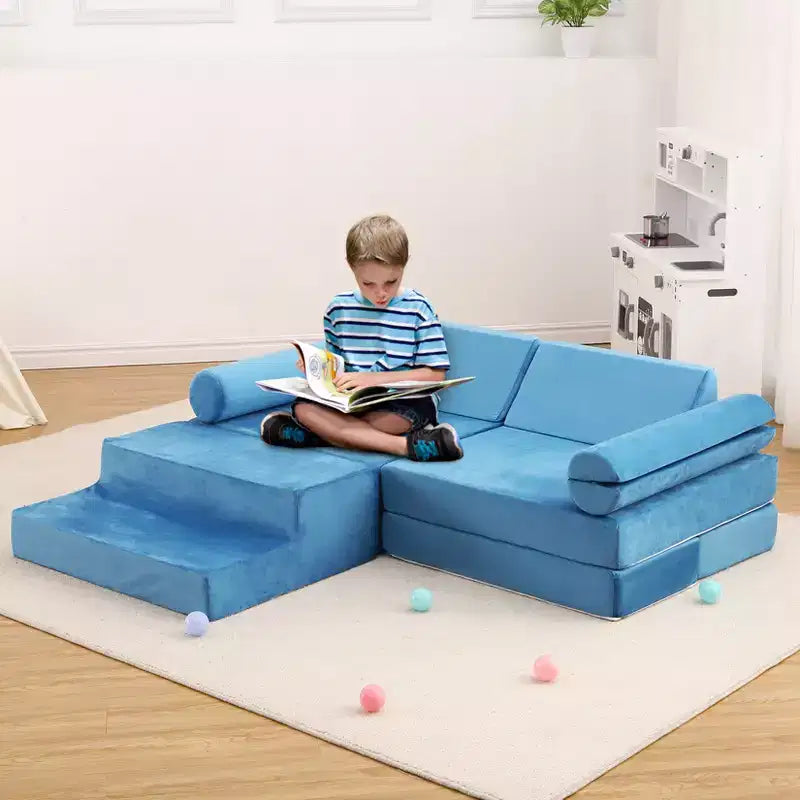 Divano Modulare per Bambini 13 Pezzi, Divano per Bambini per Ragazzi e Ragazze Creativi, Divano Gioco Modulare Convertibile per Bambini, Divano per Bambini per Sala Giochi, 56.7x28.35