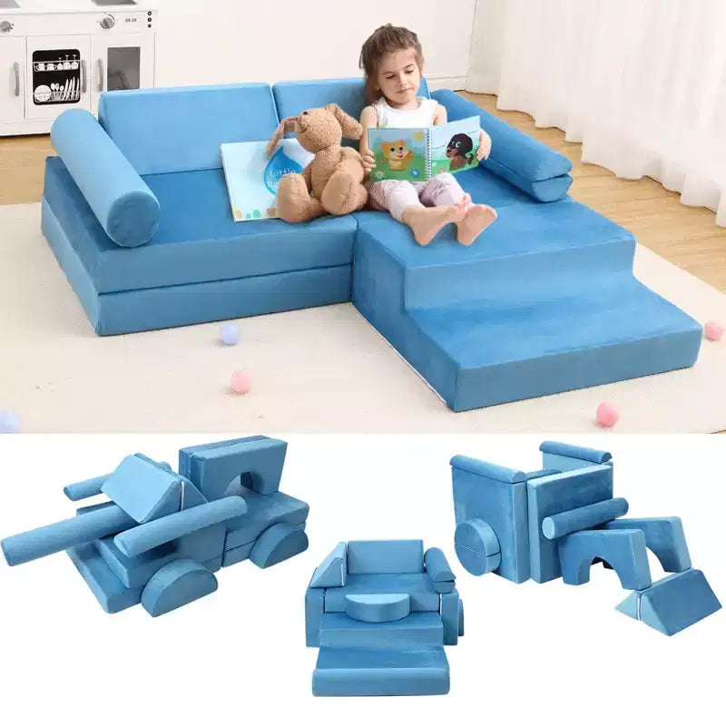 Divano Modulare per Bambini 13 Pezzi, Divano per Bambini per Ragazzi e Ragazze Creativi, Divano Gioco Modulare Convertibile per Bambini, Divano per Bambini per Sala Giochi, 56.7x28.35