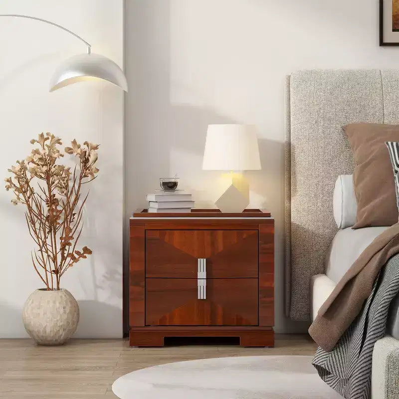 Christopher Knight Home Baldros Comodino Moderno Mid-Century in Legno con 2 Cassetti