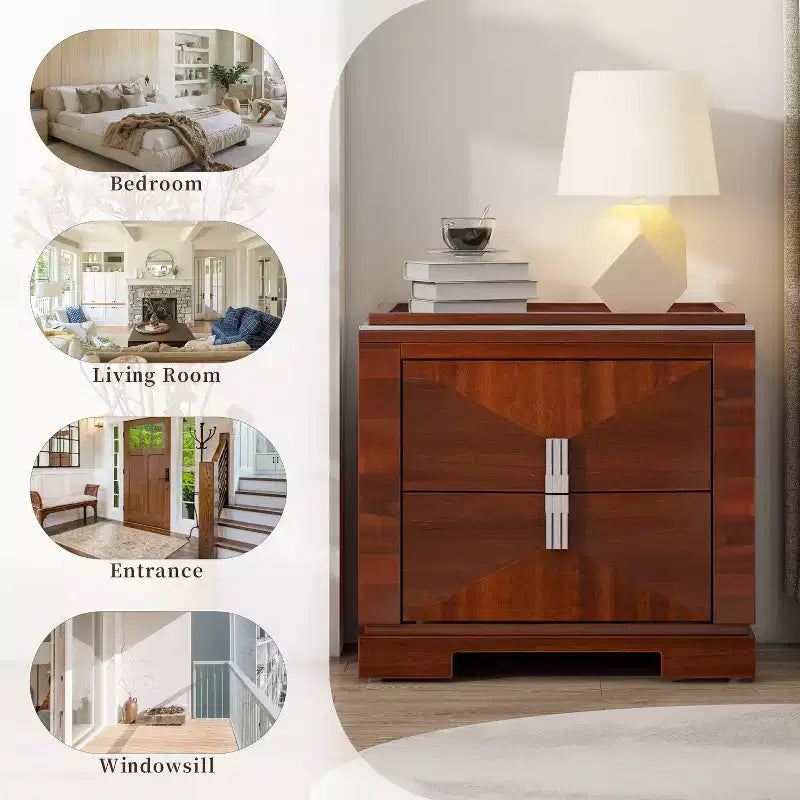Christopher Knight Home Baldros Comodino Moderno Mid-Century in Legno con 2 Cassetti