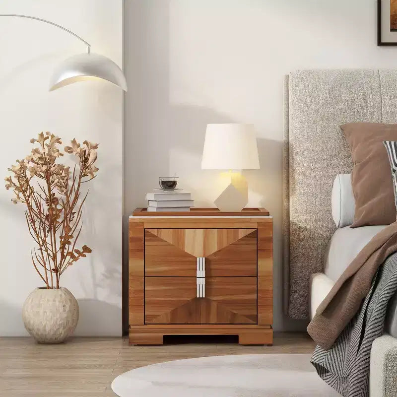Christopher Knight Home Baldros Comodino Moderno Mid-Century in Legno con 2 Cassetti