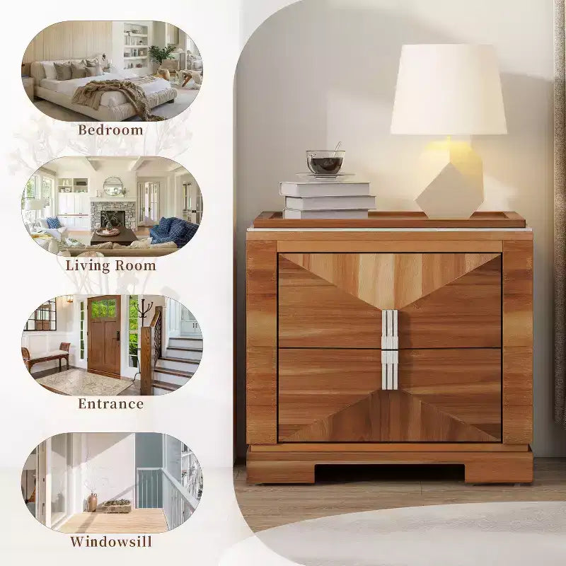 Christopher Knight Home Baldros Comodino Moderno Mid-Century in Legno con 2 Cassetti