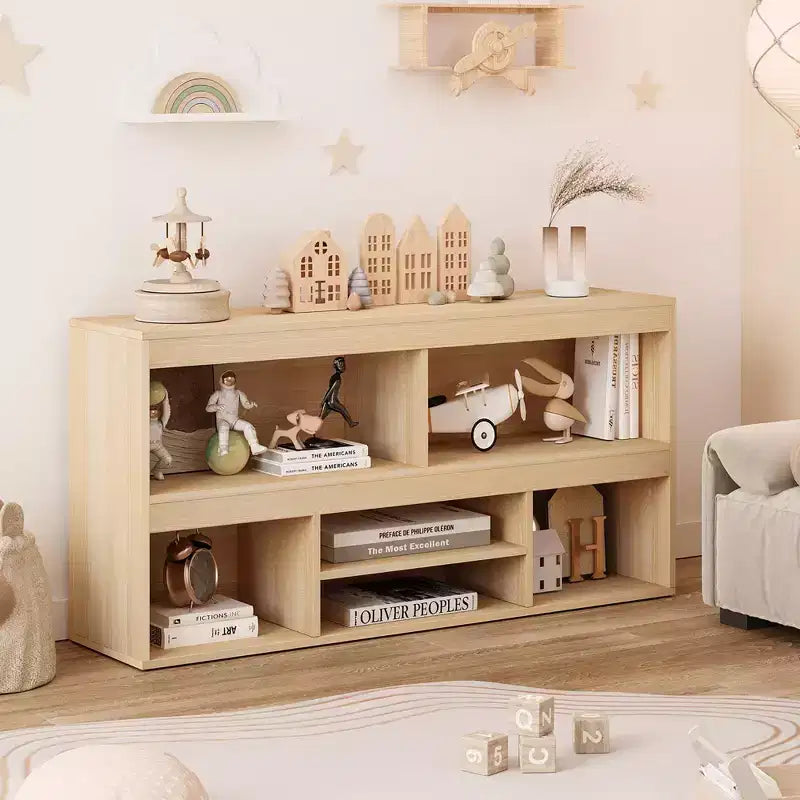 Libreria per bambini con cassetto, Organizer in legno per giocattoli, Scaffale bianco per cameretta, aula, stanza dei bambini