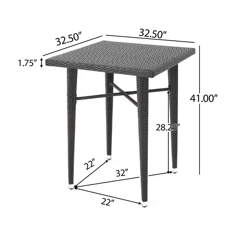 Christopher Knight Home Plauche Set Bar da Esterno a 5 Pezzi in Vimini e Ferro con Cuscini