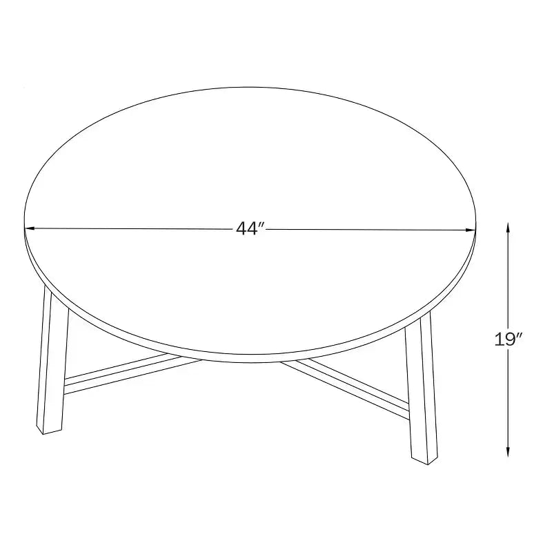 Alaterre Furniture Newbury Tavolino da caffè rotondo da 44 pollici, tavolo da soggiorno rustico in legno massello, finitura noce pecan