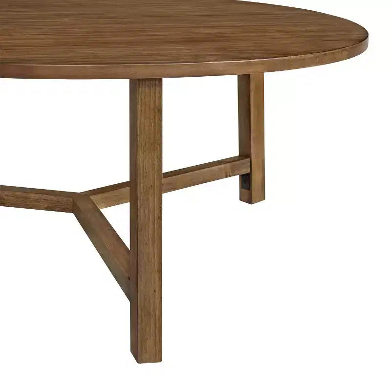 Alaterre Furniture Newbury Tavolino da caffè rotondo da 44 pollici, tavolo da soggiorno rustico in legno massello, finitura noce pecan