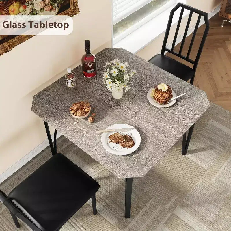 Set tavolo da pranzo 3/5 pezzi per 2/4 persone, tavolino da cucina con sedie imbottite, set 2/4 sedie da tavolo da cucina, ideale per la casa