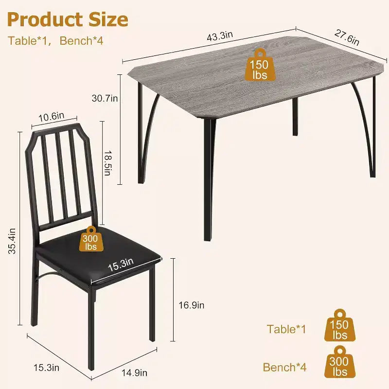 Set tavolo da pranzo 3/5 pezzi per 2/4 persone, tavolino da cucina con sedie imbottite, set 2/4 sedie da tavolo da cucina, ideale per la casa