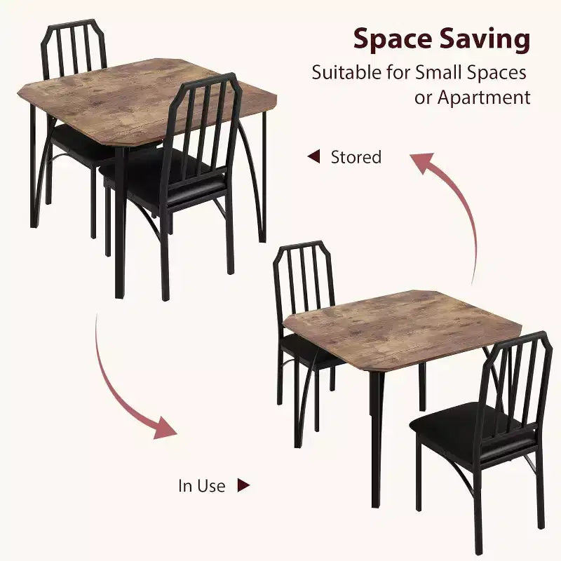 Set tavolo da pranzo 3/5 pezzi per 2/4 persone, tavolino da cucina con sedie imbottite, set 2/4 sedie da tavolo da cucina, ideale per la casa