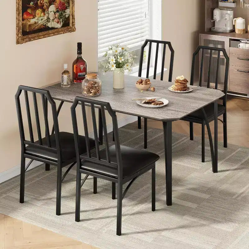 Set tavolo da pranzo 3/5 pezzi per 2/4 persone, tavolino da cucina con sedie imbottite, set 2/4 sedie da tavolo da cucina, ideale per la casa