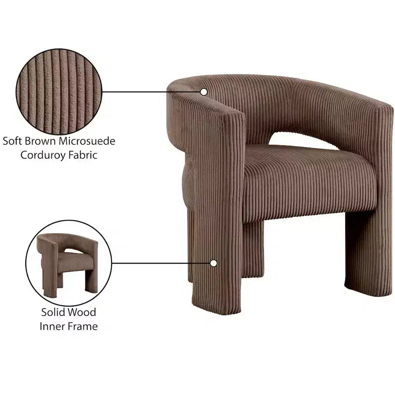 Meridian Furniture, Sedia d'accento/da pranzo in tessuto a coste Riz