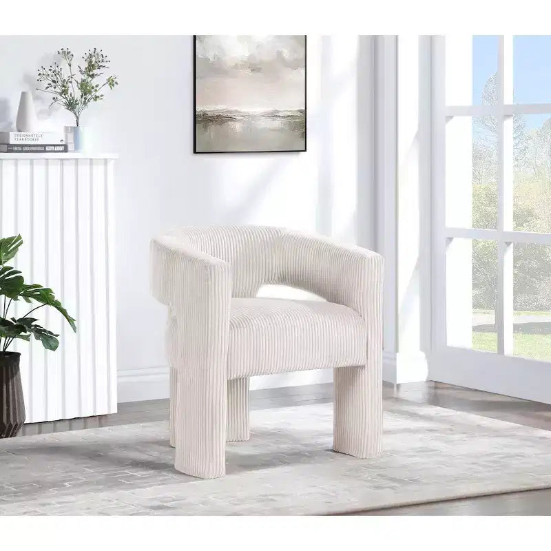 Meridian Furniture, Sedia d'accento/da pranzo in tessuto a coste Riz