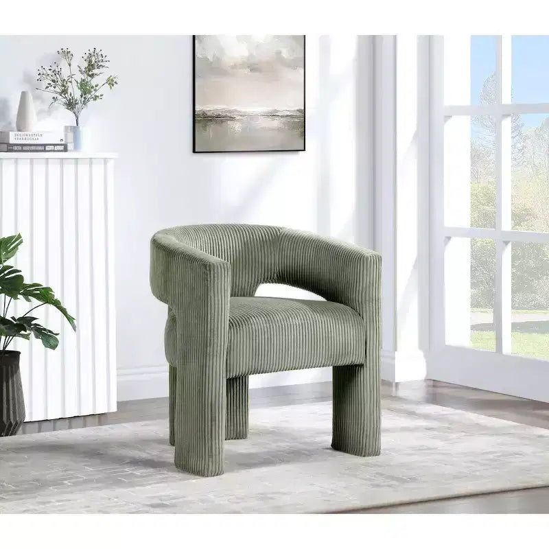 Meridian Furniture, Sedia d'accento/da pranzo in tessuto a coste Riz