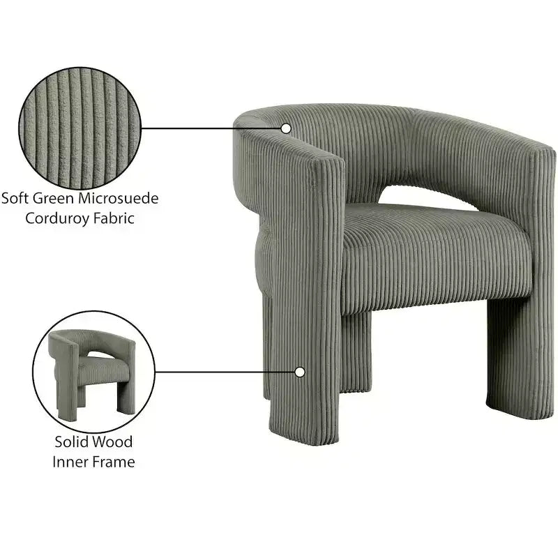 Meridian Furniture, Sedia d'accento/da pranzo in tessuto a coste Riz