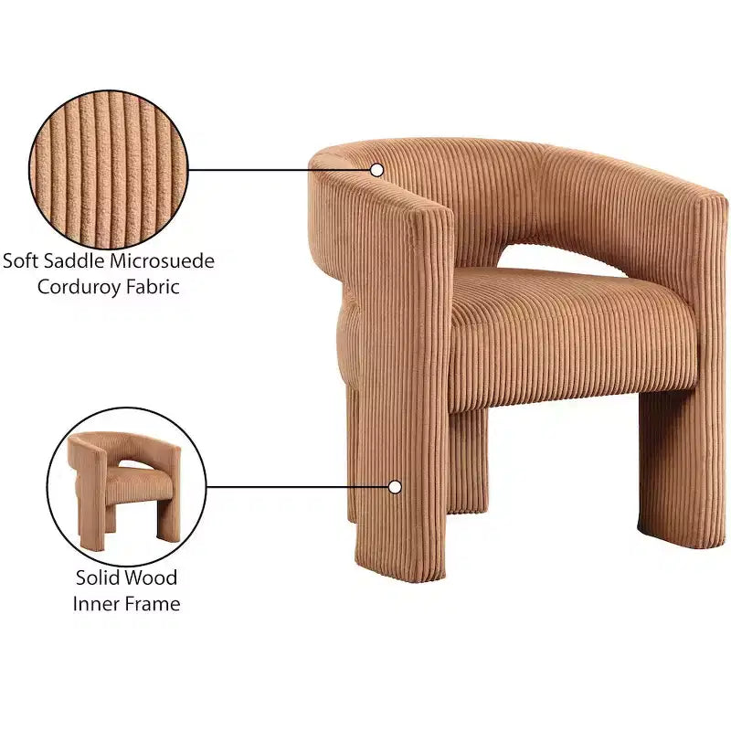 Meridian Furniture, Sedia d'accento/da pranzo in tessuto a coste Riz