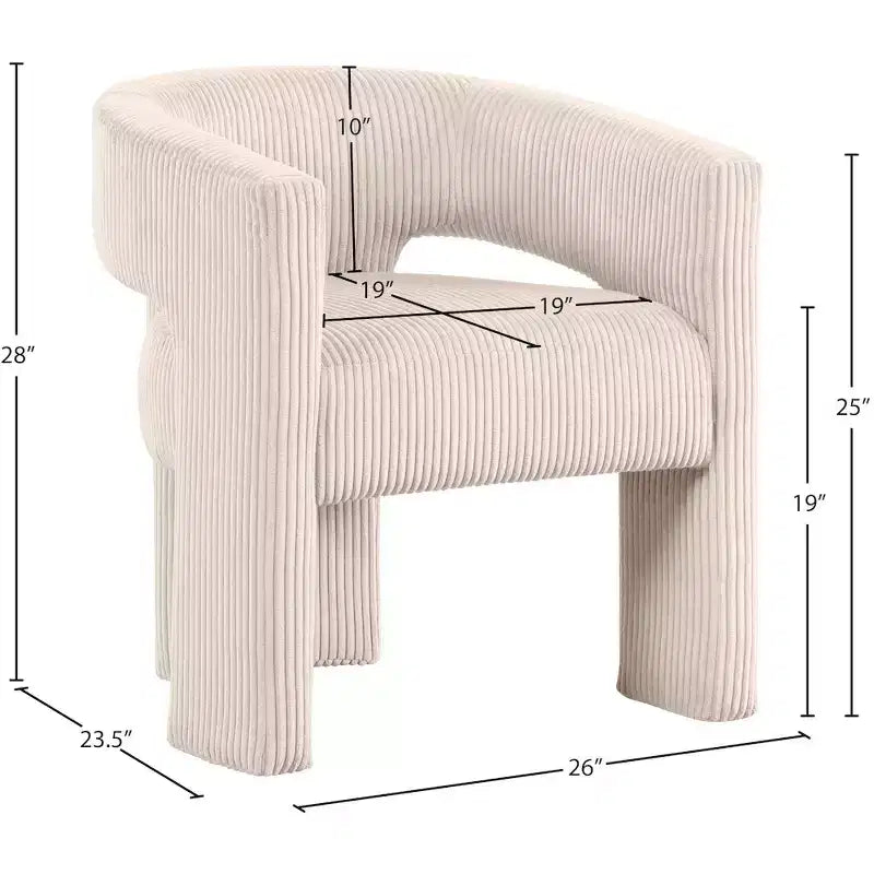 Meridian Furniture, Sedia d'accento/da pranzo in tessuto a coste Riz