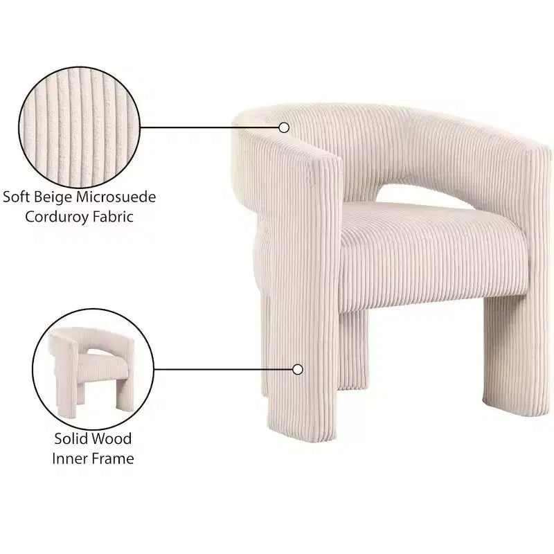 Meridian Furniture, Sedia d'accento/da pranzo in tessuto a coste Riz
