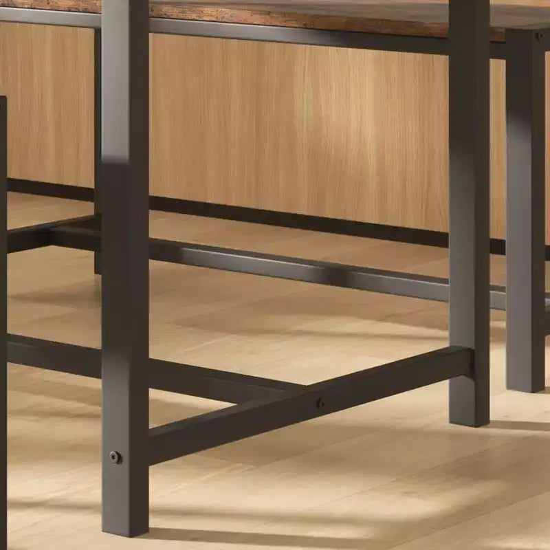 COZONY Set da 3 Pezzi Tavolo da Pranzo per 4 Persone, Tavolo da Cucina in Legno con 2 Panche, Mobili da Pranzo Salvaspazio per Piccoli Spazi e Appartamenti