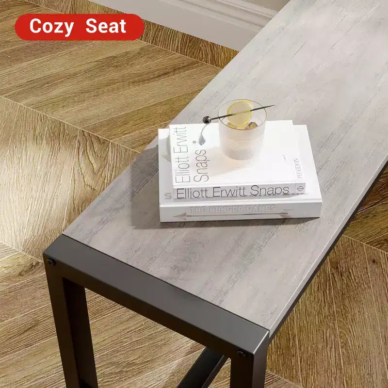 COZONY Set da 3 Pezzi Tavolo da Pranzo per 4 Persone, Tavolo da Cucina in Legno con 2 Panche, Mobili da Pranzo Salvaspazio per Piccoli Spazi e Appartamenti