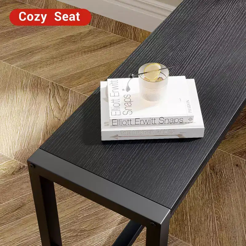 COZONY Set da 3 Pezzi Tavolo da Pranzo per 4 Persone, Tavolo da Cucina in Legno con 2 Panche, Mobili da Pranzo Salvaspazio per Piccoli Spazi e Appartamenti