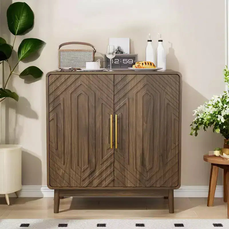 Mobile Credenza Buffet 31", Mobile Bar da Caffè d'accento con Ripiano Regolabile, Tavolo Console da Ingresso, Mobiletto a Terra per Cucina Soggiorno