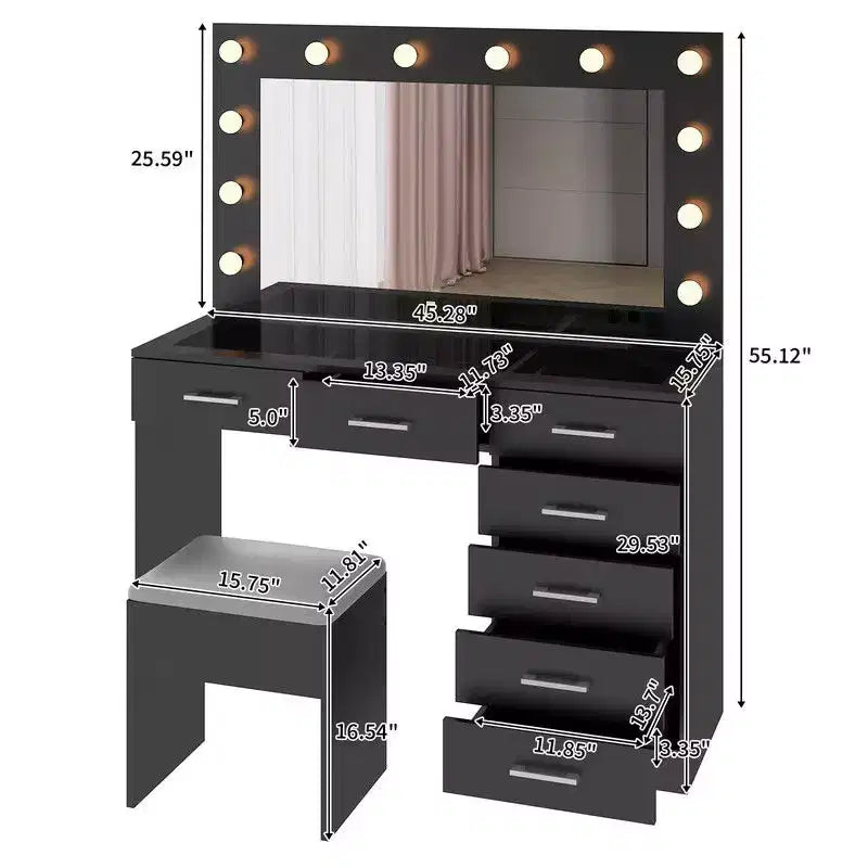 Black Vanity Table Set