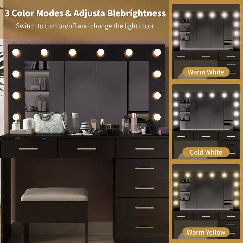Black Vanity Table Set