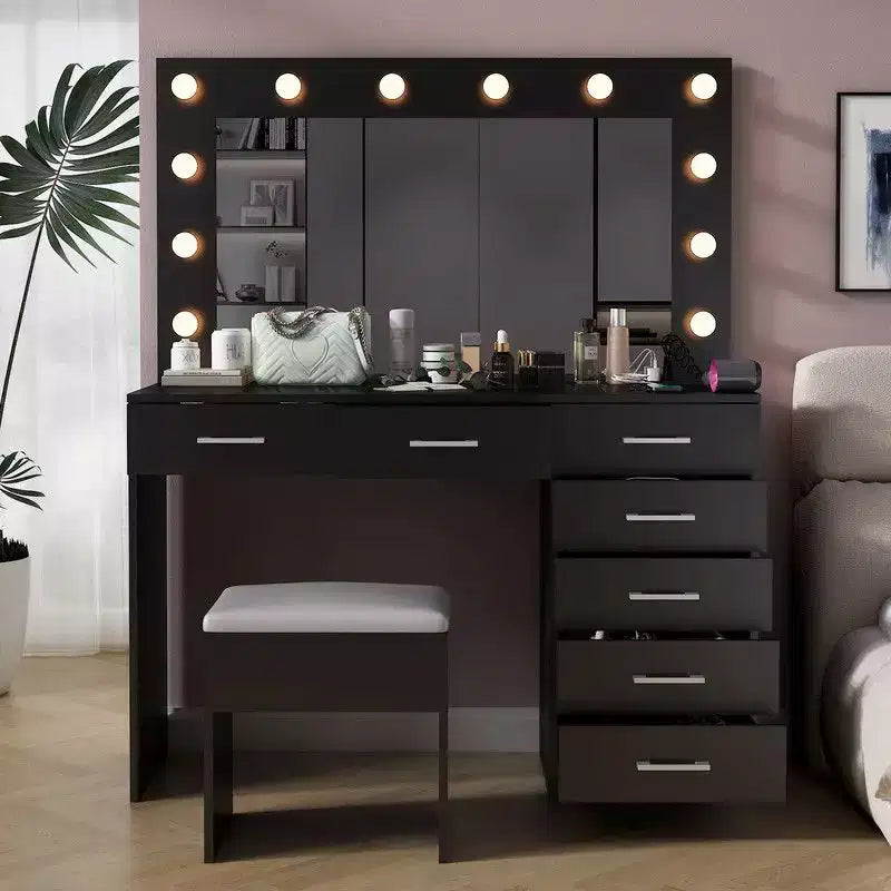 Black Vanity Table Set