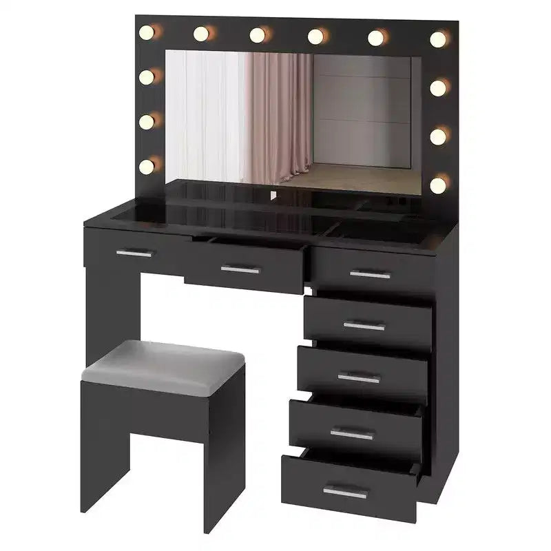 Black Vanity Table Set