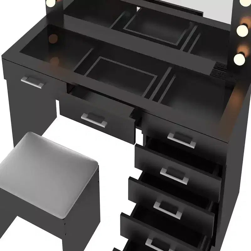 Black Vanity Table Set