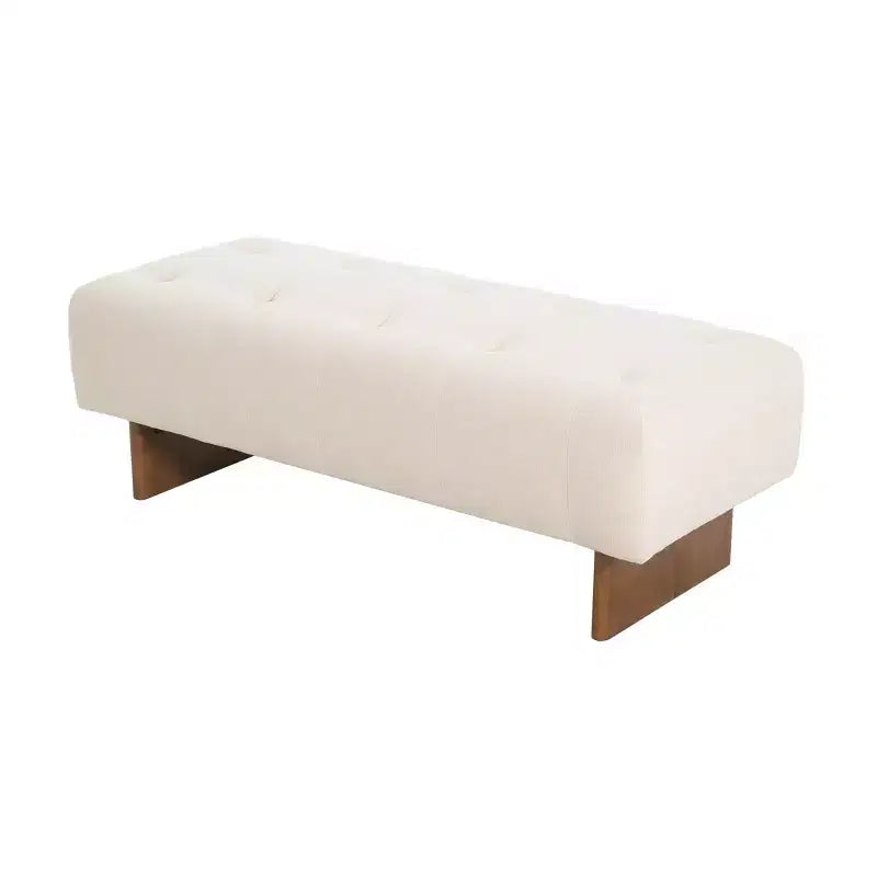 Panca imbottita trapuntata Korin moderna in legno di gomma con lino Christopher Knight Home