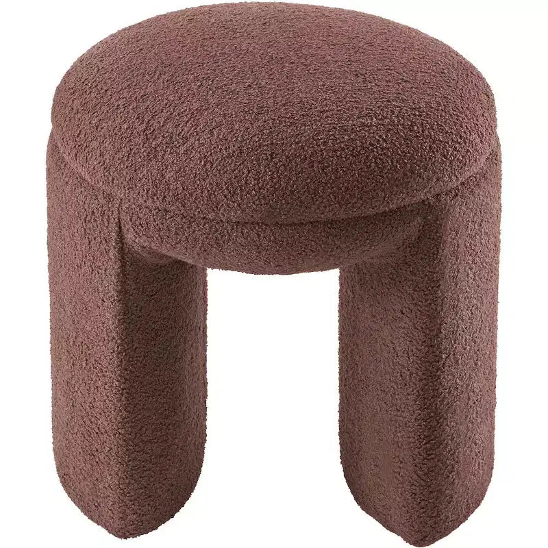 Meridian Furniture, Pouf/Sgabello Bowen in Tessuto Orsetto Finto Shearling