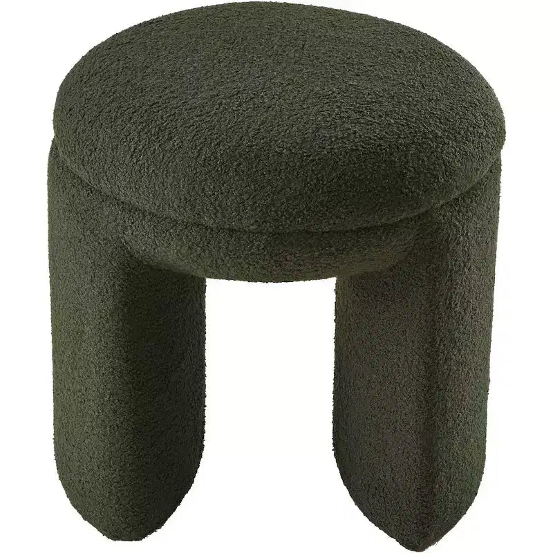 Meridian Furniture, Pouf/Sgabello Bowen in Tessuto Orsetto Finto Shearling