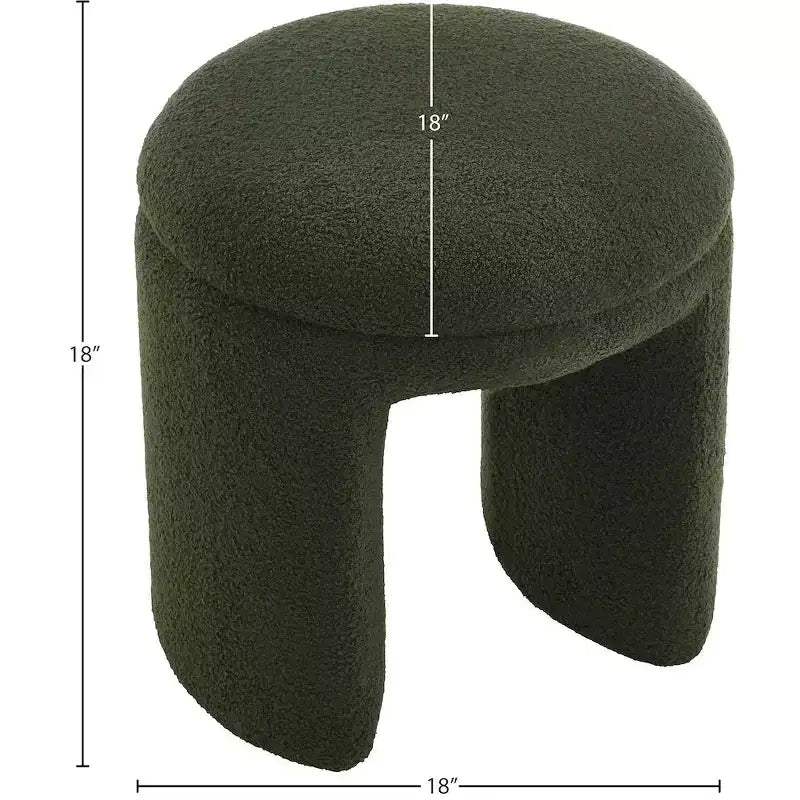 Meridian Furniture, Pouf/Sgabello Bowen in Tessuto Orsetto Finto Shearling