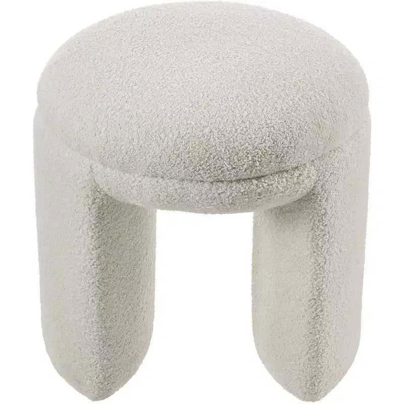 Meridian Furniture, Pouf/Sgabello Bowen in Tessuto Orsetto Finto Shearling