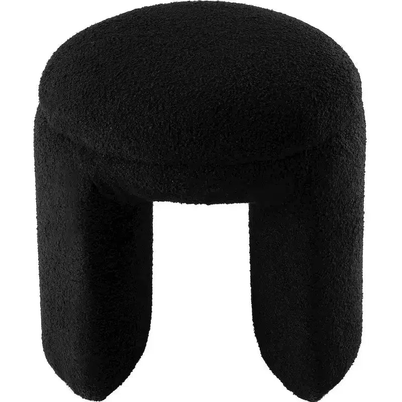 Meridian Furniture, Pouf/Sgabello Bowen in Tessuto Orsetto Finto Shearling