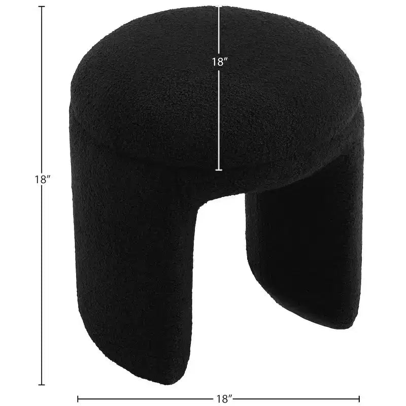 Meridian Furniture, Pouf/Sgabello Bowen in Tessuto Orsetto Finto Shearling