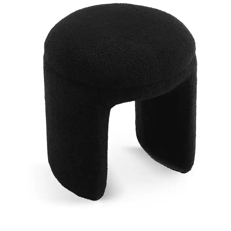 Meridian Furniture, Pouf/Sgabello Bowen in Tessuto Orsetto Finto Shearling