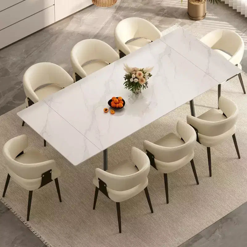 Sedia da pranzo moderna imbottita Gaoyangjiaju con schienale curvo e robuste gambe in metallo - Elegante sedia laterale per sala da pranzo e ufficio