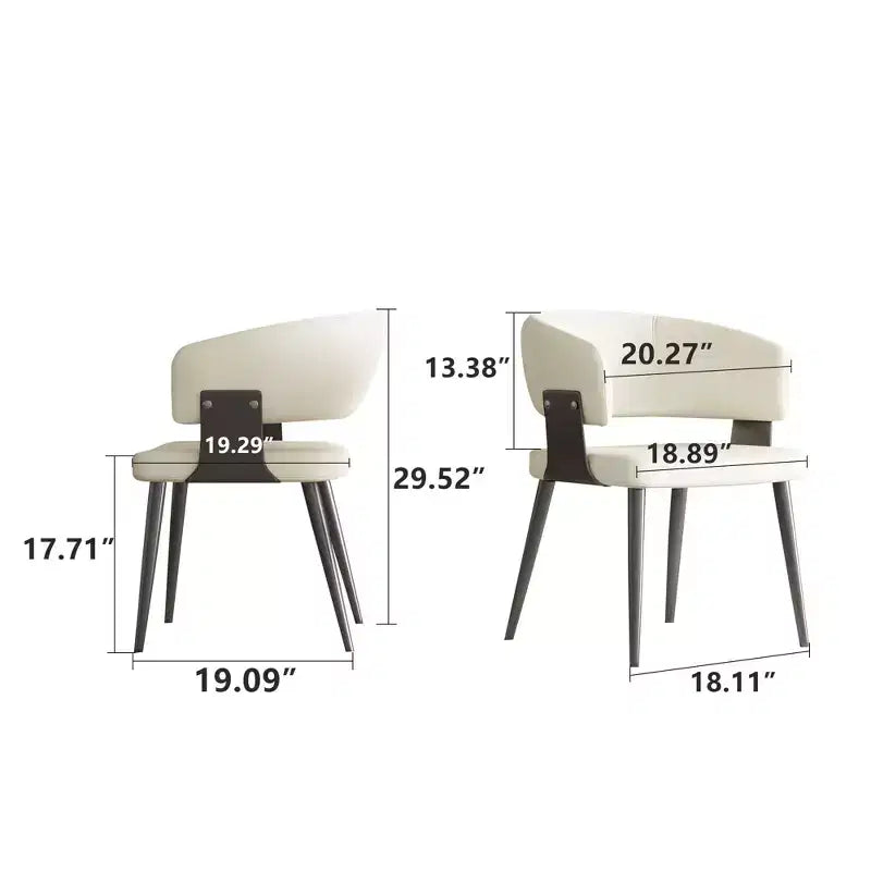 Sedia da pranzo moderna imbottita Gaoyangjiaju con schienale curvo e robuste gambe in metallo - Elegante sedia laterale per sala da pranzo e ufficio